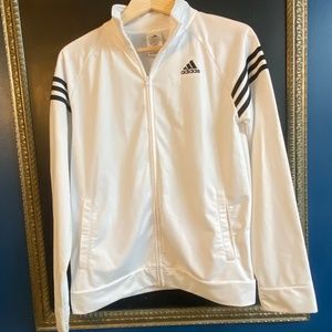 Adidas Jacket Boys Large Size 18/20 White & Black 3 stripe